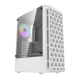 Gabinete Gamer Aigo Darkflash DK300, Mid-Tower, Lateral de Vidro, Com 4 Fans, Branco, DK300-WH