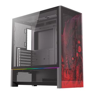 Gabinete Gamer Redragon Strafe Flow Infernal Dragon, RGB, Mid-Tower, Lateral de Vidro, Preto e Vermelho, CA-618B