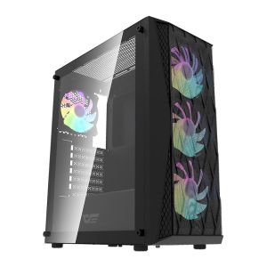 Gabinete Gamer Aigo DarkFlash DK352 Mesh, Mid-Tower, Lateral de Vidro, Com 4 Fans, Preto, DK352-BLACK-4F