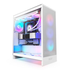 Gabinete Gamer NZXT H7 Flow, RGB, Mid-Tower, Lateral de Vidro, Com 3 Fans, Branco, CM-H72FW-R1