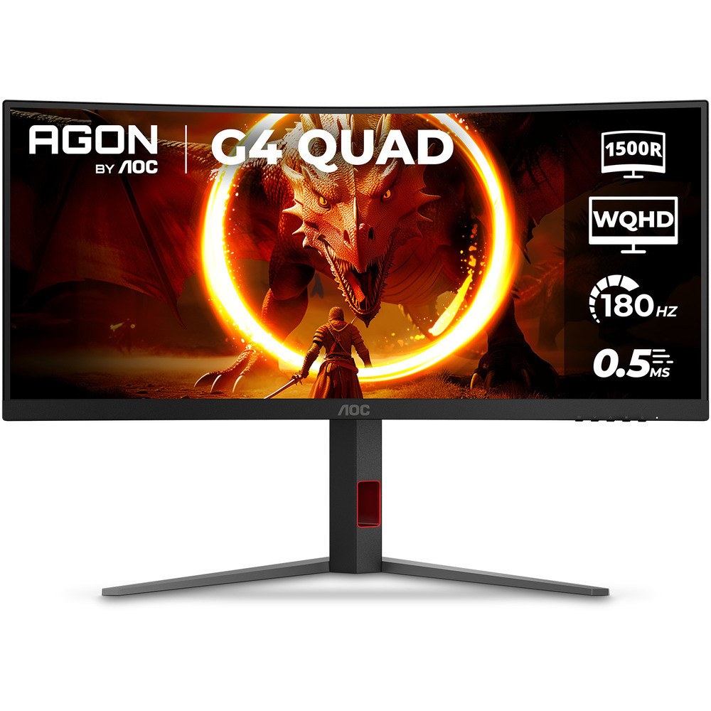 Monitor Gamer Curvo AOC AGON QUAD 34" Ultrawide WQHD 180Hz 0,5ms Base Ajustável U34G4C