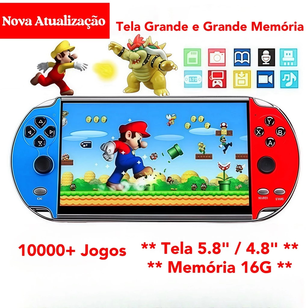 Videogame Portátil Tela 4.8" +10000 Jogos Retro Console de Mão