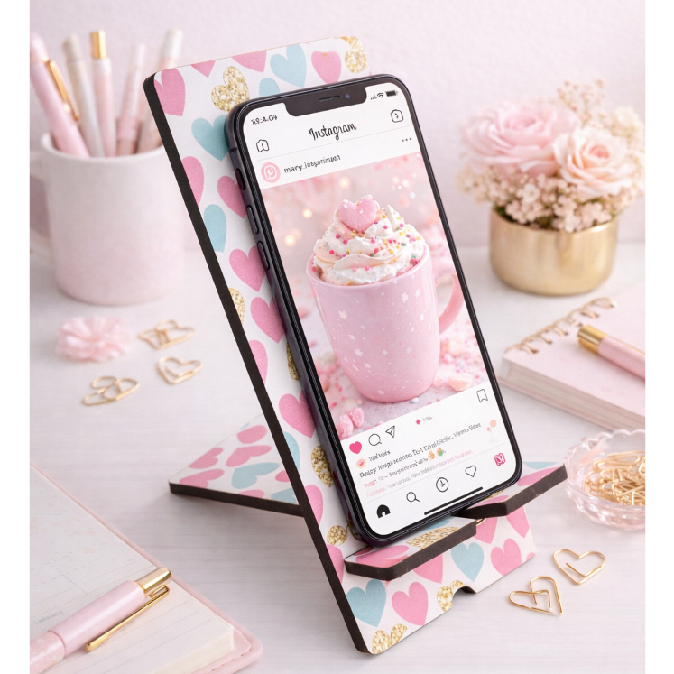 Porta Celular Suporte Celular Mesa Coraçãozinho Mdf