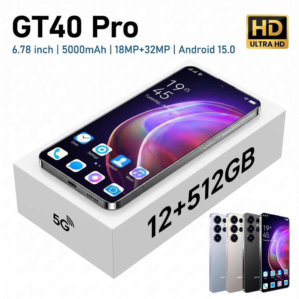 Smartphone GT40 Pro 12GB RAM+512GB ROM Dual SIM 6.78" AMOLED 5000mAh 5G Cell Phone Global Ready for Delivery Smartphone GT40 Pro 12GB RAM+512GB ROM Dual SIM 6.78" AMOLED 5000mAh 5G Cell Phone Global Ready for Delivery
