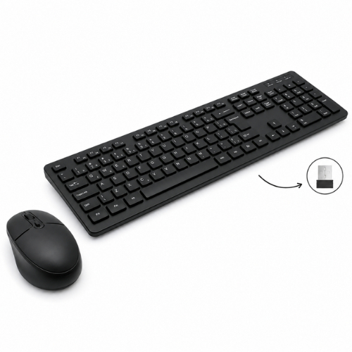 Kit Teclado e Mouse Sem Fio 2.4G 107 Teclas Mouse 1600 DPI Ergonômico Silencioso Plug Play