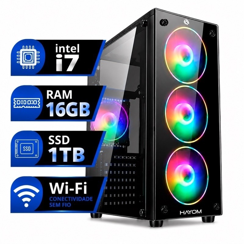Pc Gamer barato intel core i7 /16GB/SSD 1TB/ WI-FI/ FONTE + GARANTIA DE 1 ANO Pc Gamer barato intel core i7 /16GB/SSD 1TB/ WI-FI/ FONTE + GARANTIA DE 1 ANO