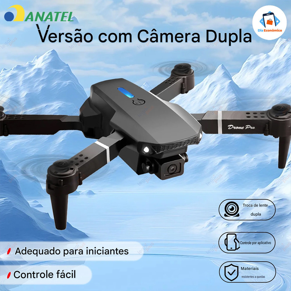 Drone E88 Câmera 4K HD Quadricóptero Dobrável FPV Controle Remoto Fotografia Aérea Portátil