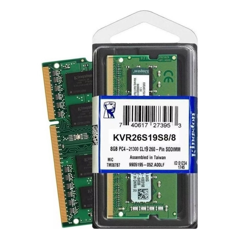 Memória RAM 8GB DDR4 2666Mhz Kingston KVR26S19S8/8 Memória RAM 8GB DDR4 2666Mhz Kingston KVR26S19S8/8