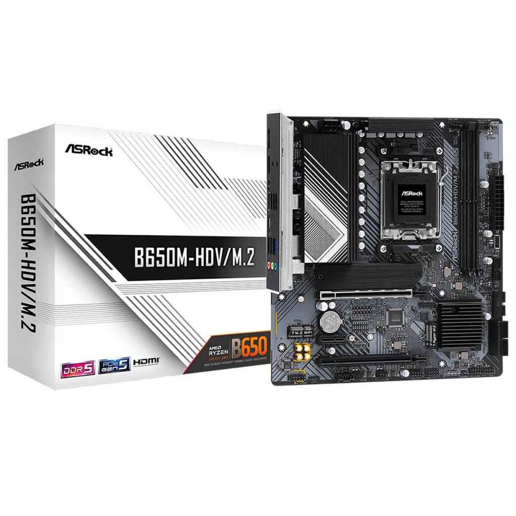 Placa Mãe ASRock B650M-HDV/M.2, Chipset B650, AMD AM5, M-ATX, DDR5, 90-MXBLA0-A0UAYZ