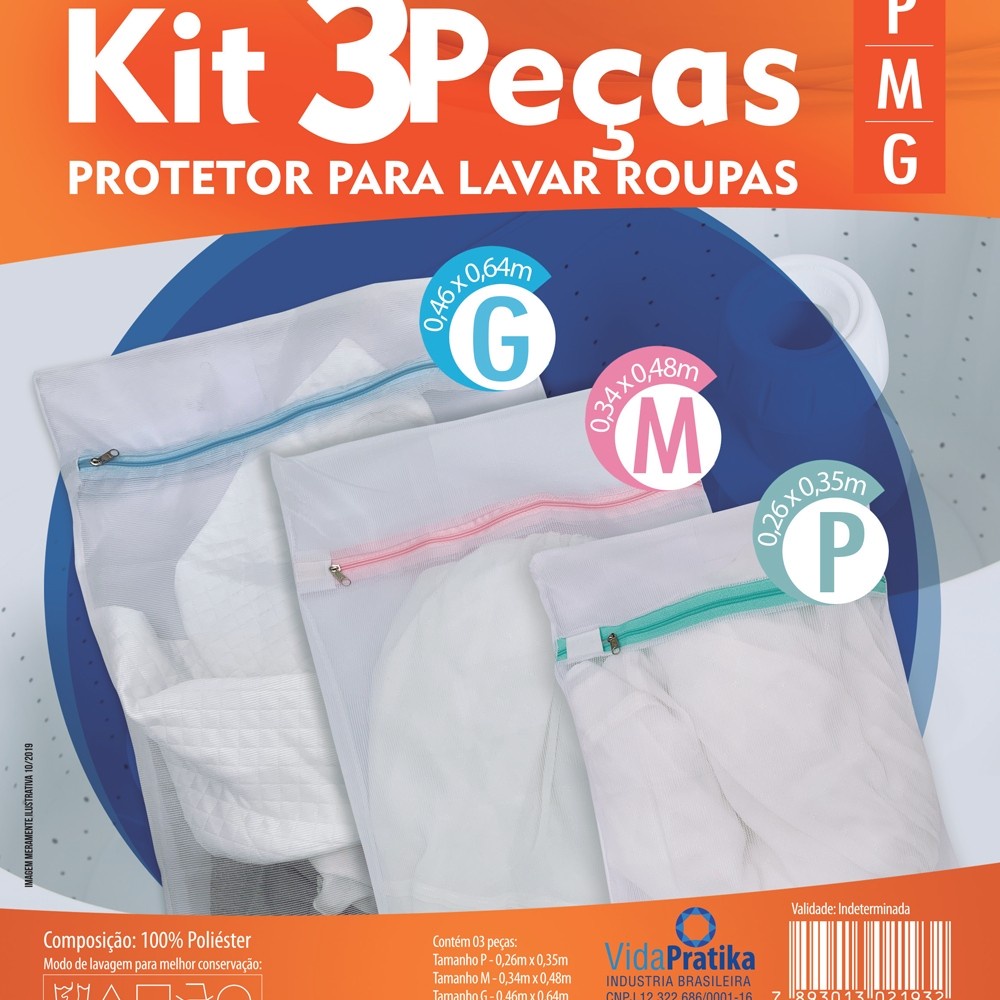 Saco Para Colocar na Máquina de lavar Lavagem de Roupa Intima 3 unidades (P, M, G) Protetor para Roupas Delicadas