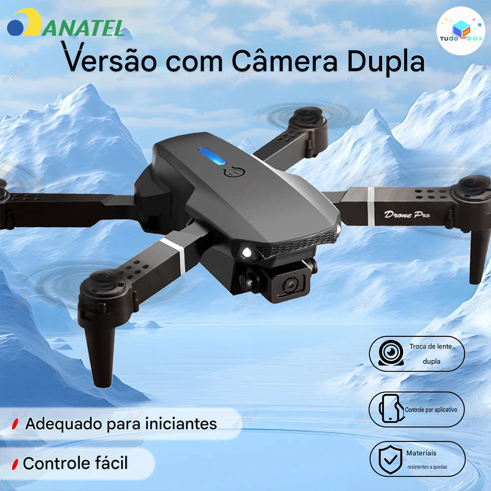Drone E88 Câmera 4K HD Quadricóptero Dobrável FPV Controle Remoto Fotografia Aérea Portátil