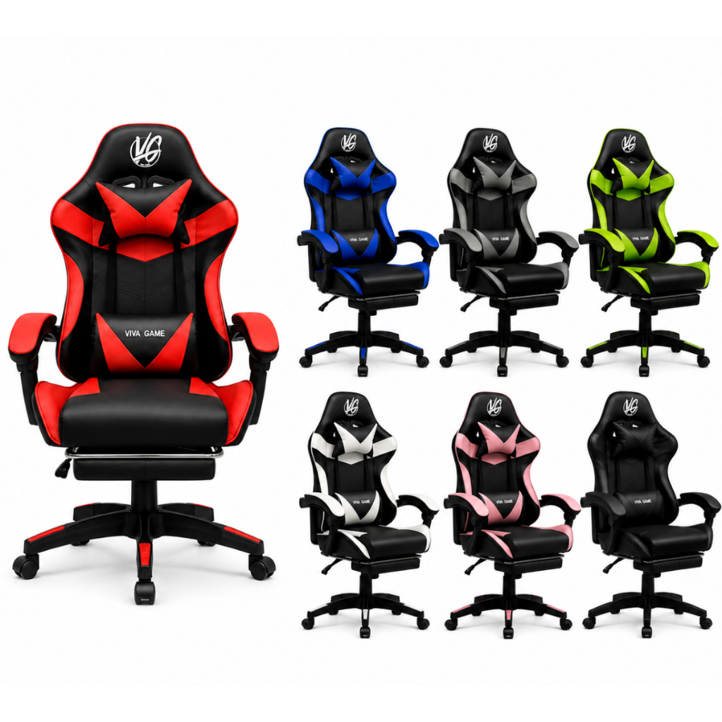 Cadeira Gamer Ergonômica Reclinável com Apoio para Pés Ajustável Diversas Cores Conforto