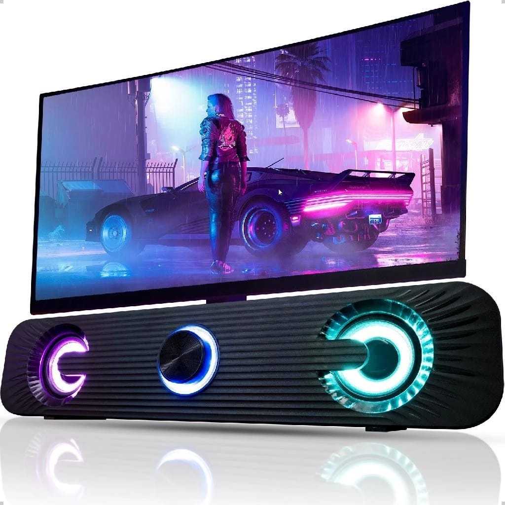 Caixa De Som Multimidia Soundbar Para PC Gamer Notebook TV Computador LED RGB