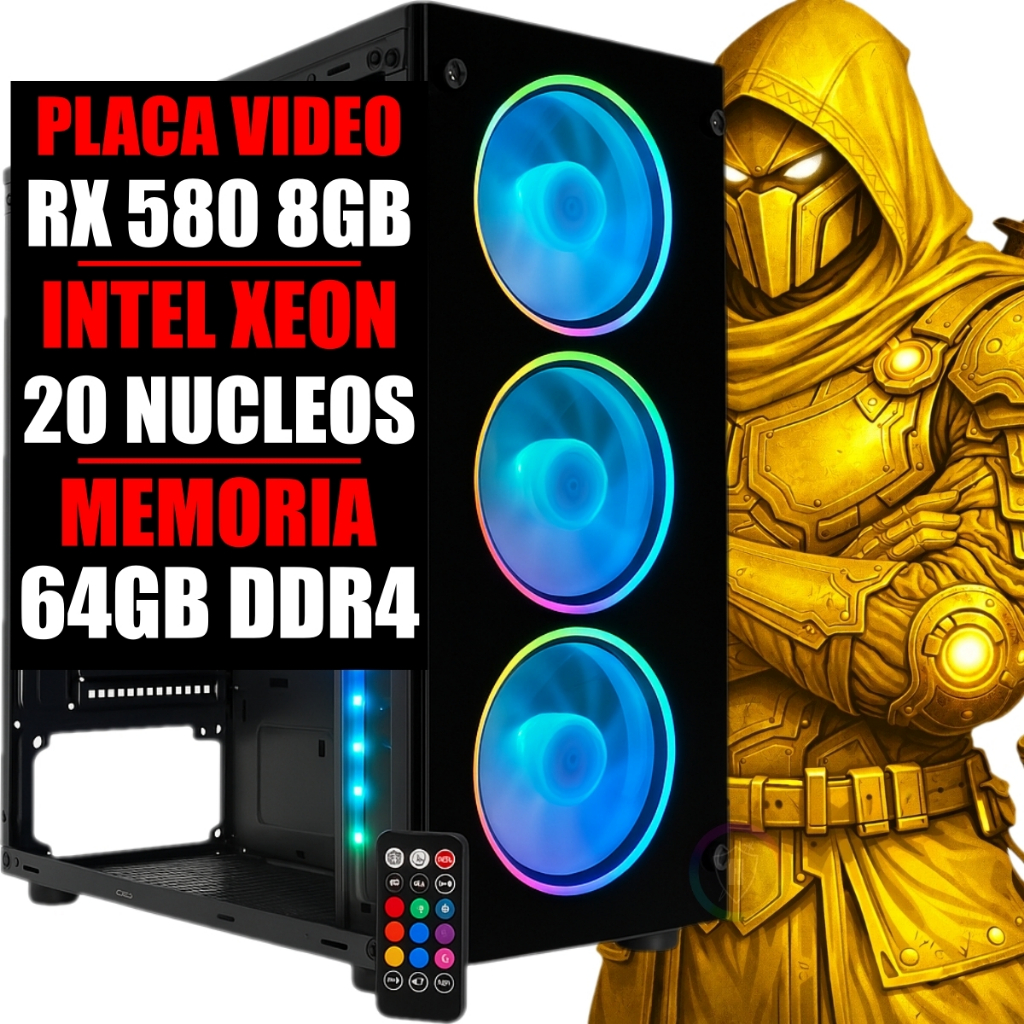 PC GAMER RX 580 8GB DDR5, XEON E5 24 NUCLEOS, 64GB DDR4, SSD 480GB