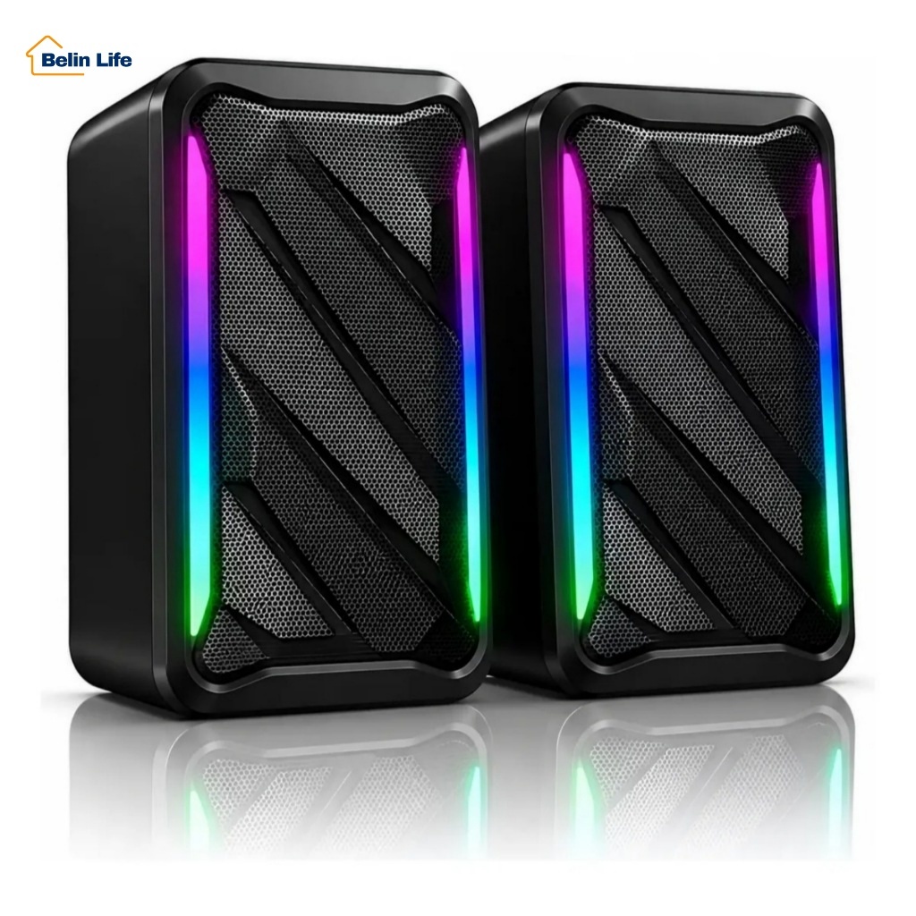 Caixa de Som Knup Hórus KP-RO849 2.0 10W RMS USB P2 LED para PC Notebook com Controle de Volume