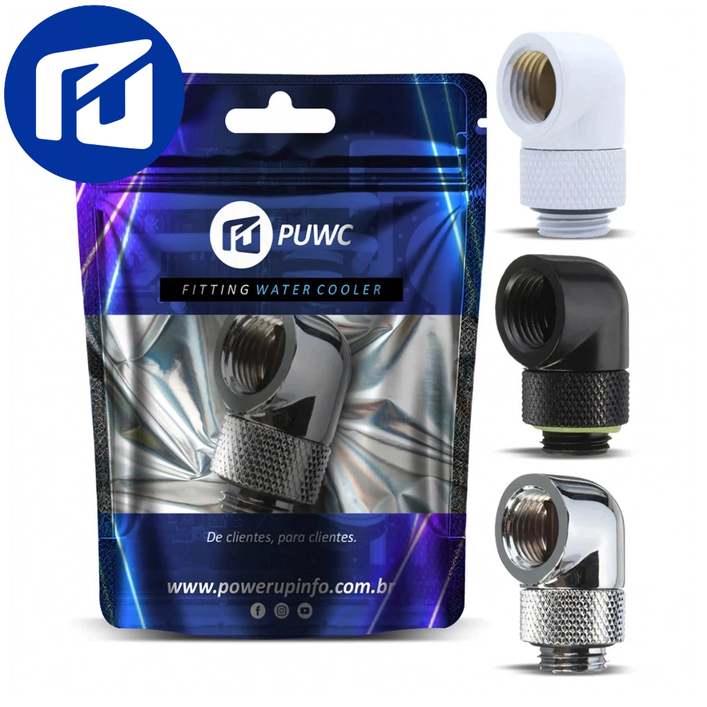 Fitting Conector 90º Graus Curva Giratório Water Cooler Custom - Rosca G1/4