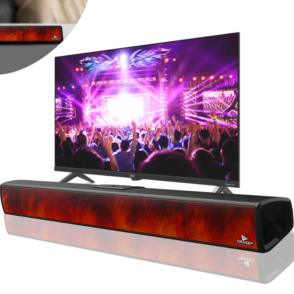 Caixa de Som Bluetooth Soundbar 40W Portátil Subwoofer TWS USB AUX TF