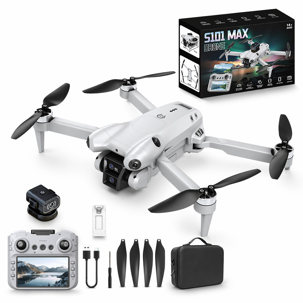 Drone Compacto S101 Max com Câmera HD Fácil Controle 360° Dobrável Portátil