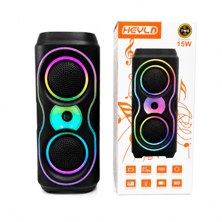 Caixa de Som Bluetooth HY-3639BT 15W x 2 RGB Bluetooth 5.4 USB Rádio FM TWS Caixa de Som Bluetooth HY-3639BT 15W x 2 RGB Bluetooth 5.4 USB Rádio FM TWS