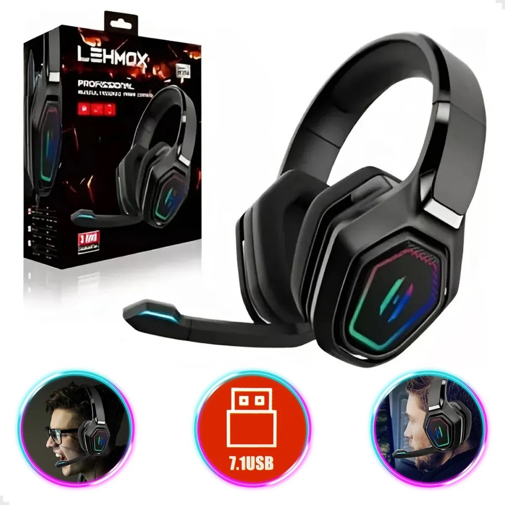 Fone Gamer F3 Profissional 7.1 Usb Com Led Rgb Headset Gamer