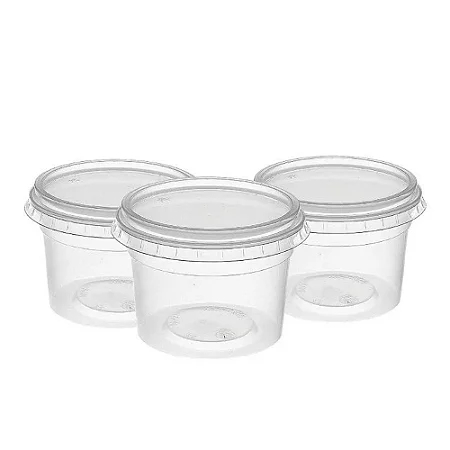 Kit de Pote Descartável Redondo Com Tampa 145ml Microondas Freezer - Escolha entre 25, 50 ou 100 Potes