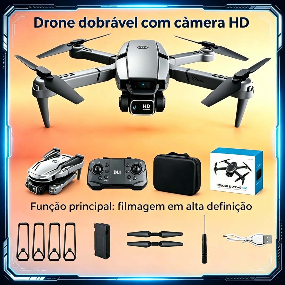 DLI Drone Profissional V88 HD 4K Câmera Dual -360° Anti-colisão Manter Profissional Quadricóptero RC