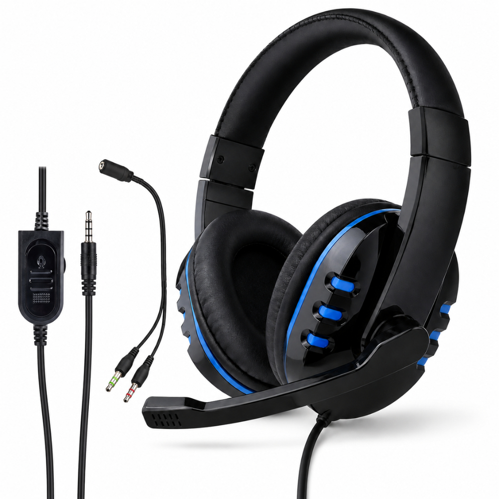 Headset Gamer com Microfone 3,5mm para PS4 Xbox PC Som Estéreo Driver 40mm Cabo 1,5m Fone de Ouvido para Jogos