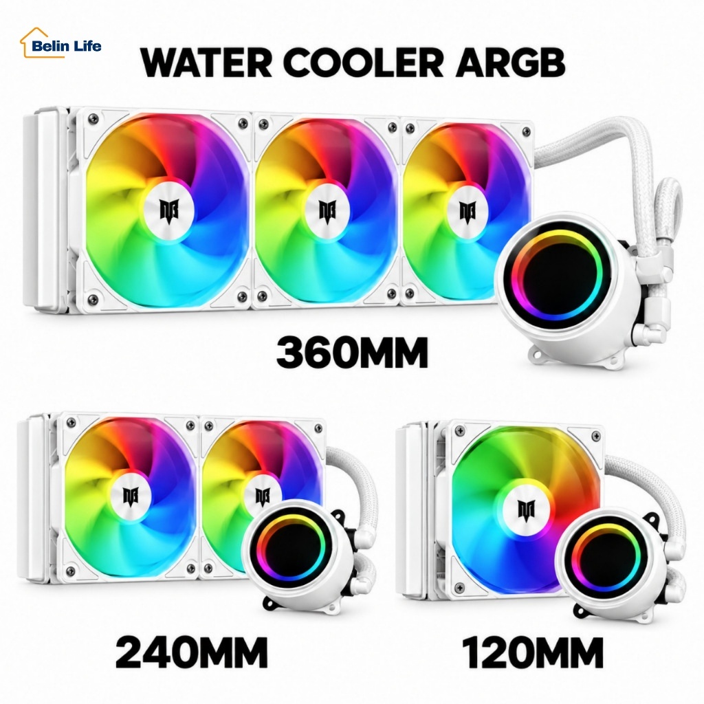 Water Cooler Gamer Revenger Branco ARGB Radiador 120 240 360mm Intel AMD