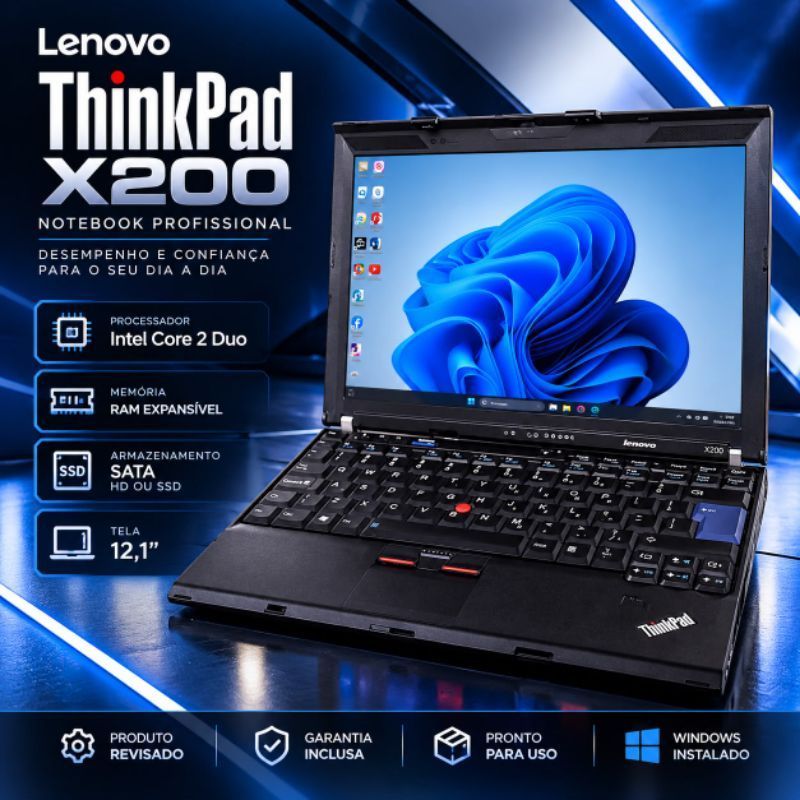 Notebook Lenovo ThinkPad X200 revisado c/garantia - Bateria boa - Acompanha carregador novo