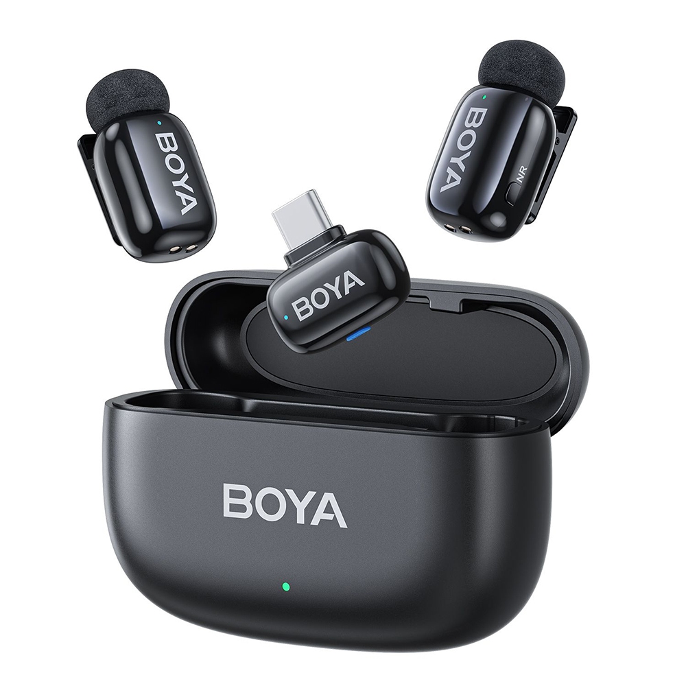 Microfone Lapela Boya Mini-14 USB-C Sem Fio Preto Microfone Lapela Boya Mini-14 USB-C Sem Fio Preto