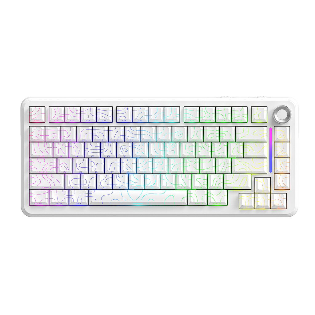 Teclado Gamer Mecânico Sem Fio Bluetooth Tri Mode 75% Led Rgb Hot Swappable F75 Free Wolf