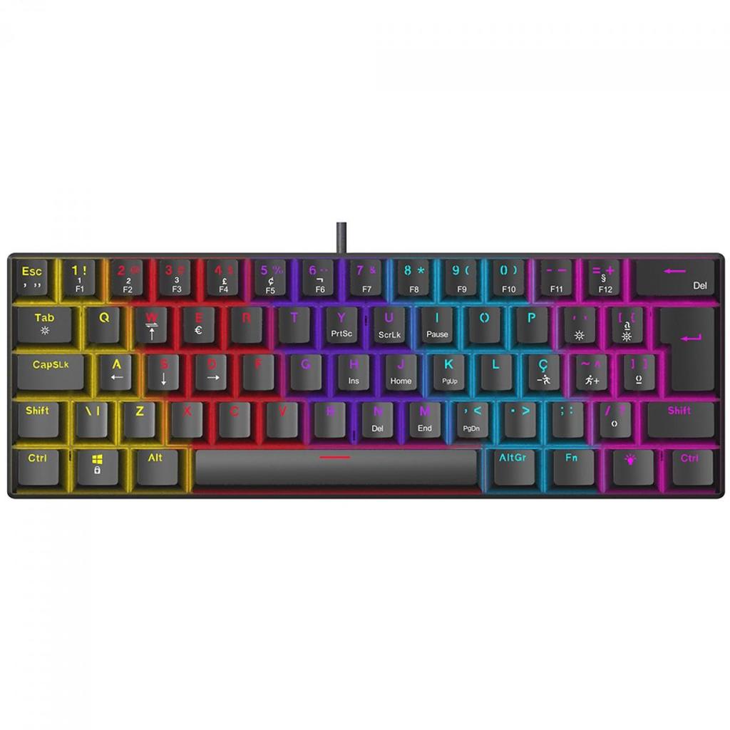 Teclado Mecânico Gamer Ninja Leap 60% Switch Blue Rainbow ABNT2 Preto