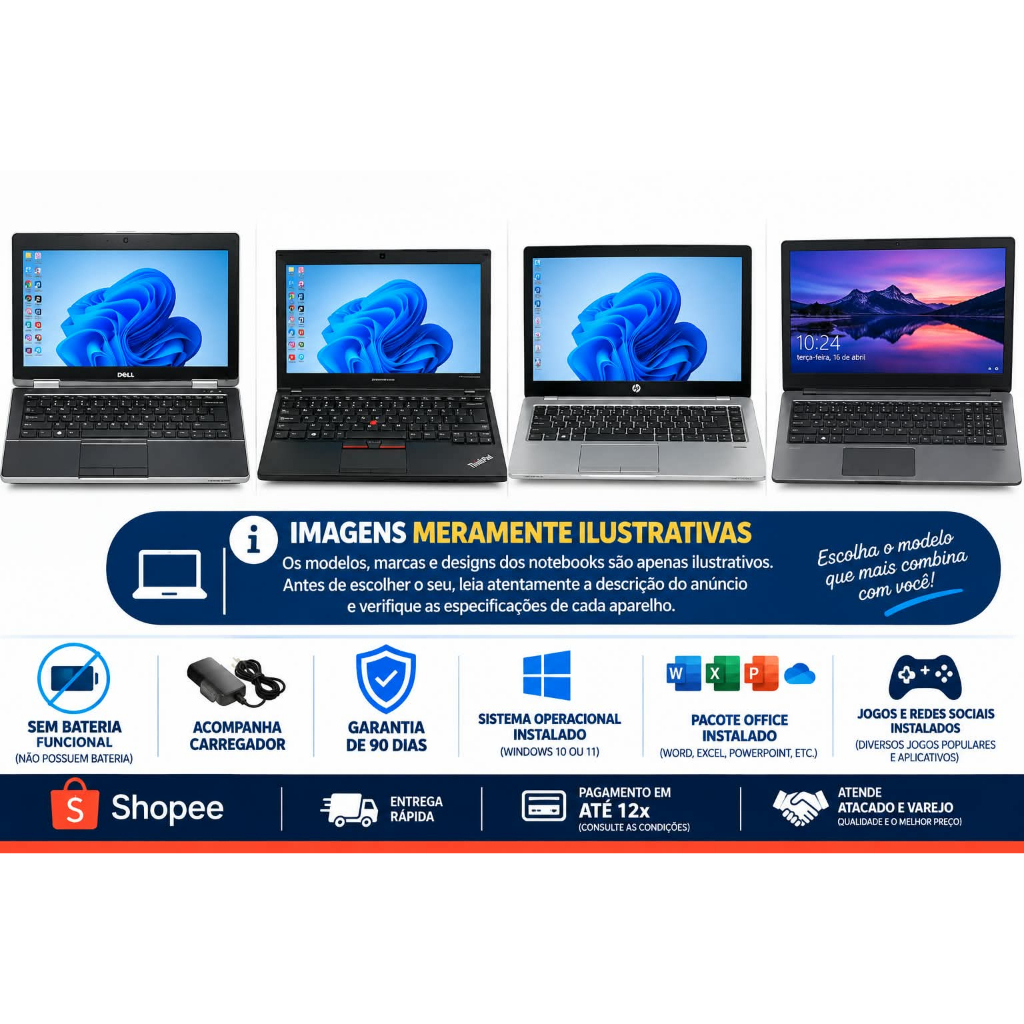 Notebook / Netbook SEM BATERIA | Usado | Revisado | Dual Core | Celeron | Pentium com GARANTIA Notebook / Netbook SEM BATERIA | Usado | Revisado | Dual Core | Celeron | Pentium com GARANTIA