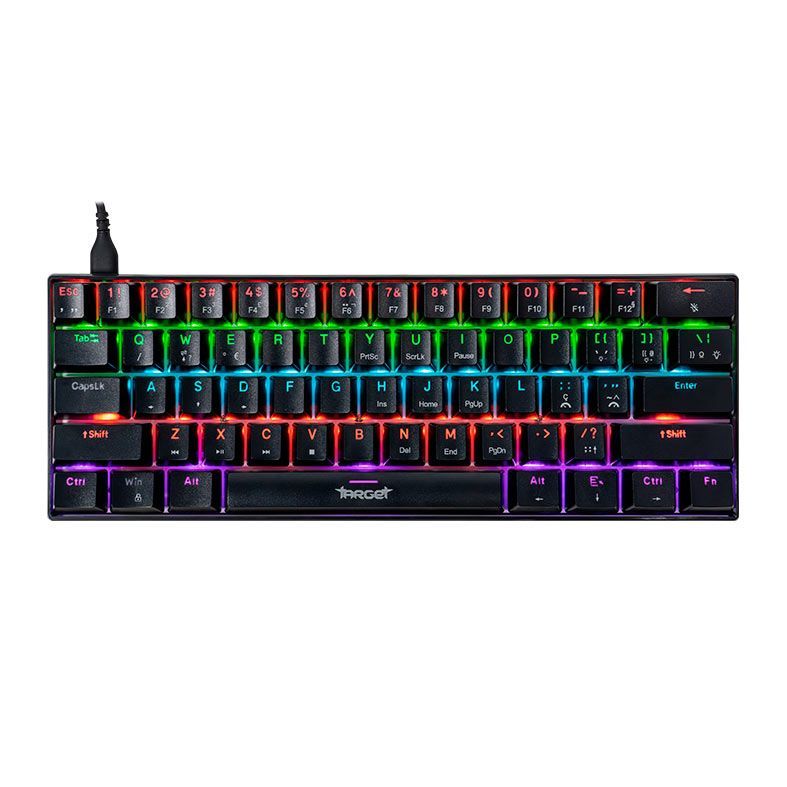 Teclado Mecanico Gamer TGT Sherman Compacto, Rainbow, ABNT2, Switch Azul, Preto, TGT-SHTKL-RBW01 Teclado Mecanico Gamer TGT Sherman Compacto, Rainbow, ABNT2, Switch Azul, Preto, TGT-SHTKL-RBW01