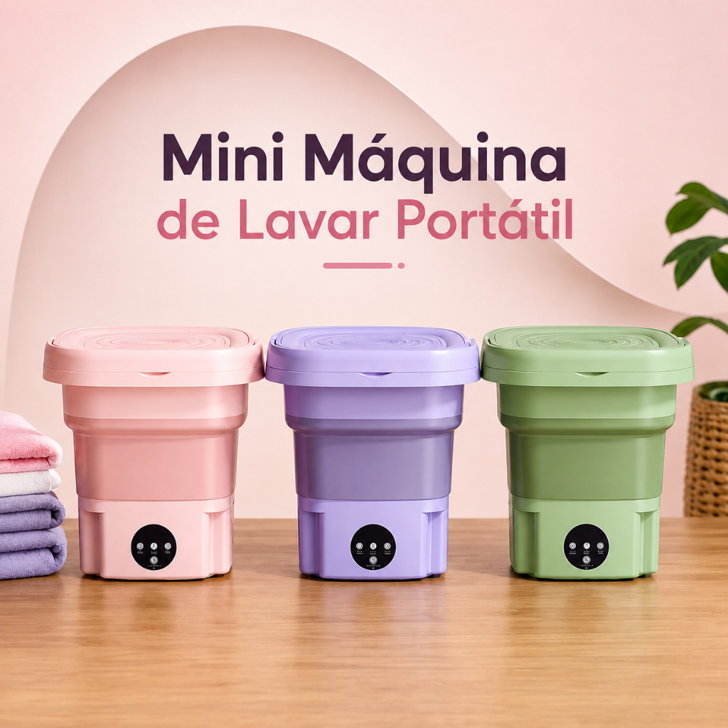 Mini Máquina de Lavar 9L Portátil Dobrável com Centrífuga - Ideal para Roupas Íntimas e Peças Pequenas Mini Máquina de Lavar 9L Portátil Dobrável com Centrífuga - Ideal para Roupas Íntimas e Peças Pequenas