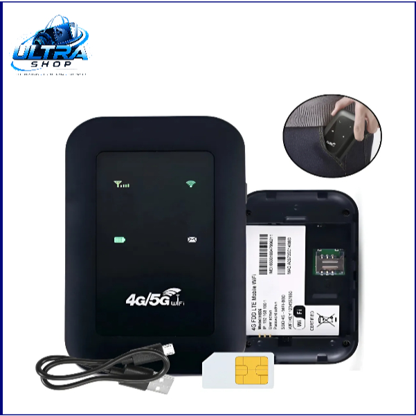 Modem Roteador Portátil 4G/5G LTE 150 Mbps Wi-Fi Desbloqueado com Bateria Recarregável