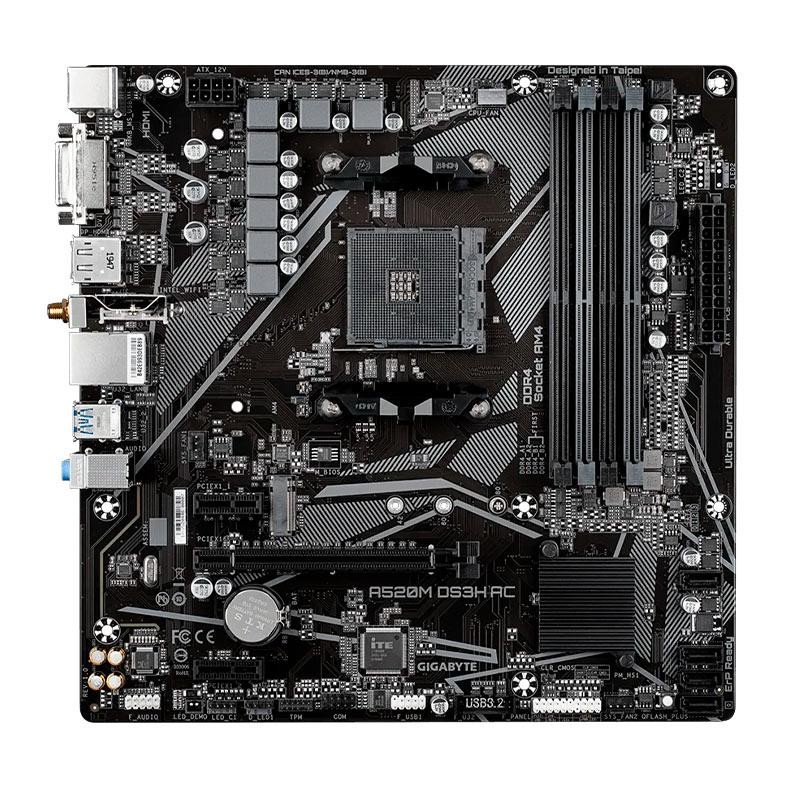 Placa Mae Gigabyte A520M DS3H AC, DDR4, Socket AMD AM4, M-ATX, Chipset AMD A520, A520M-DS3H-AC