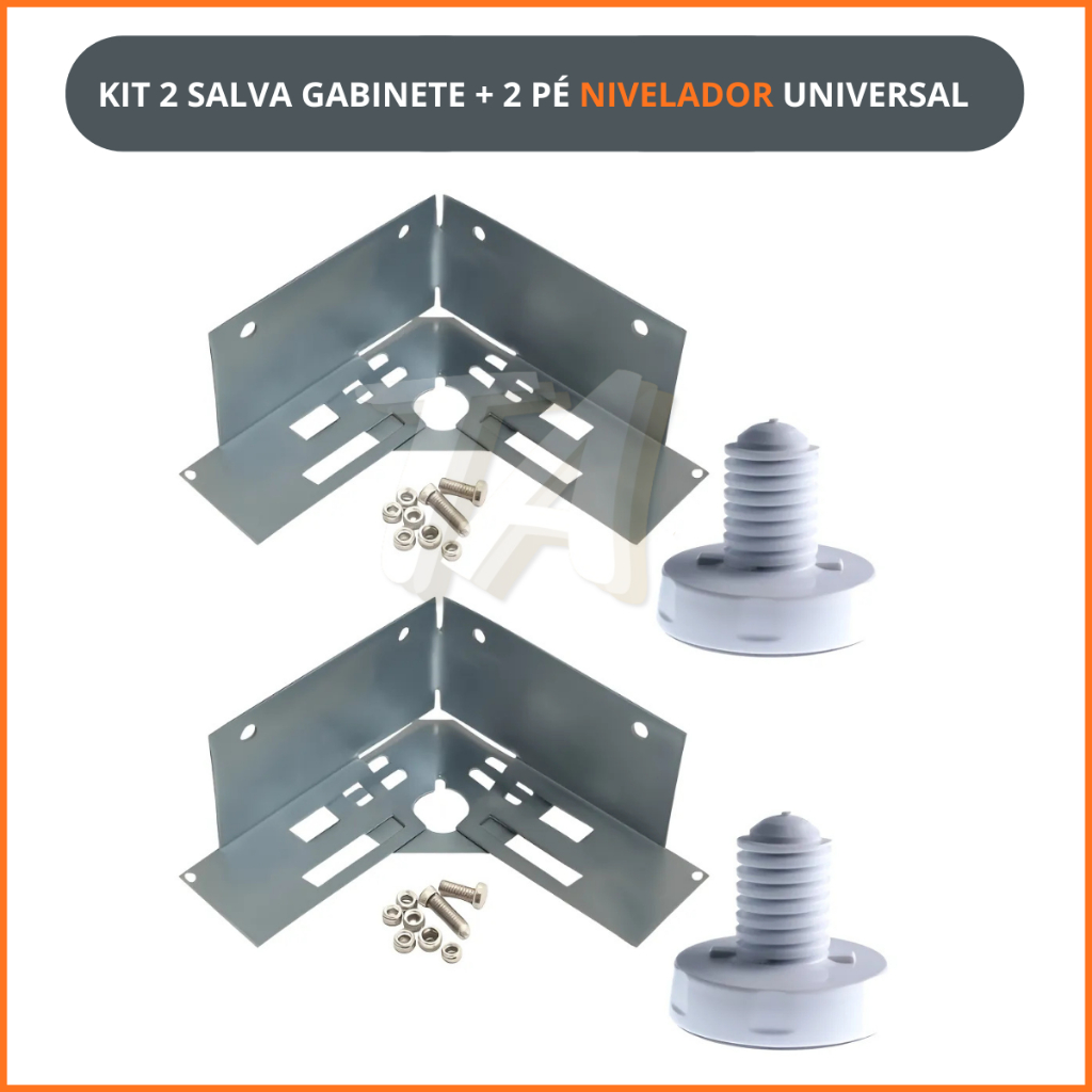 Kit 2 Salva Gabinete + 2 Pé Nivelador Para Maquina De Lavar Roupa Universal Completo