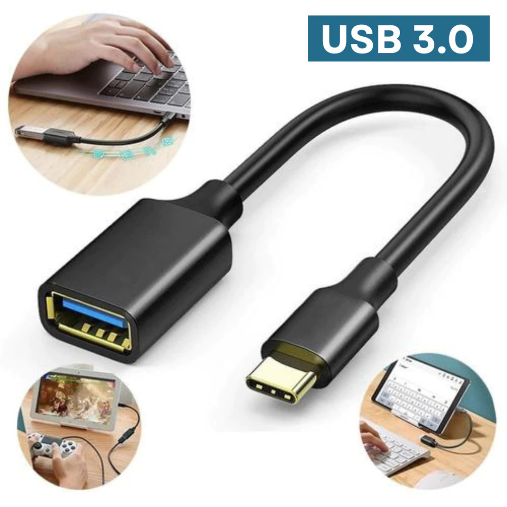 Cabo Adaptador OTG USB para Tipo C Mouse Teclado Pendrive 3.0 Conversor para celulares computadores Cabo Adaptador OTG USB para Tipo C Mouse Teclado Pendrive 3.0 Conversor para celulares computadores