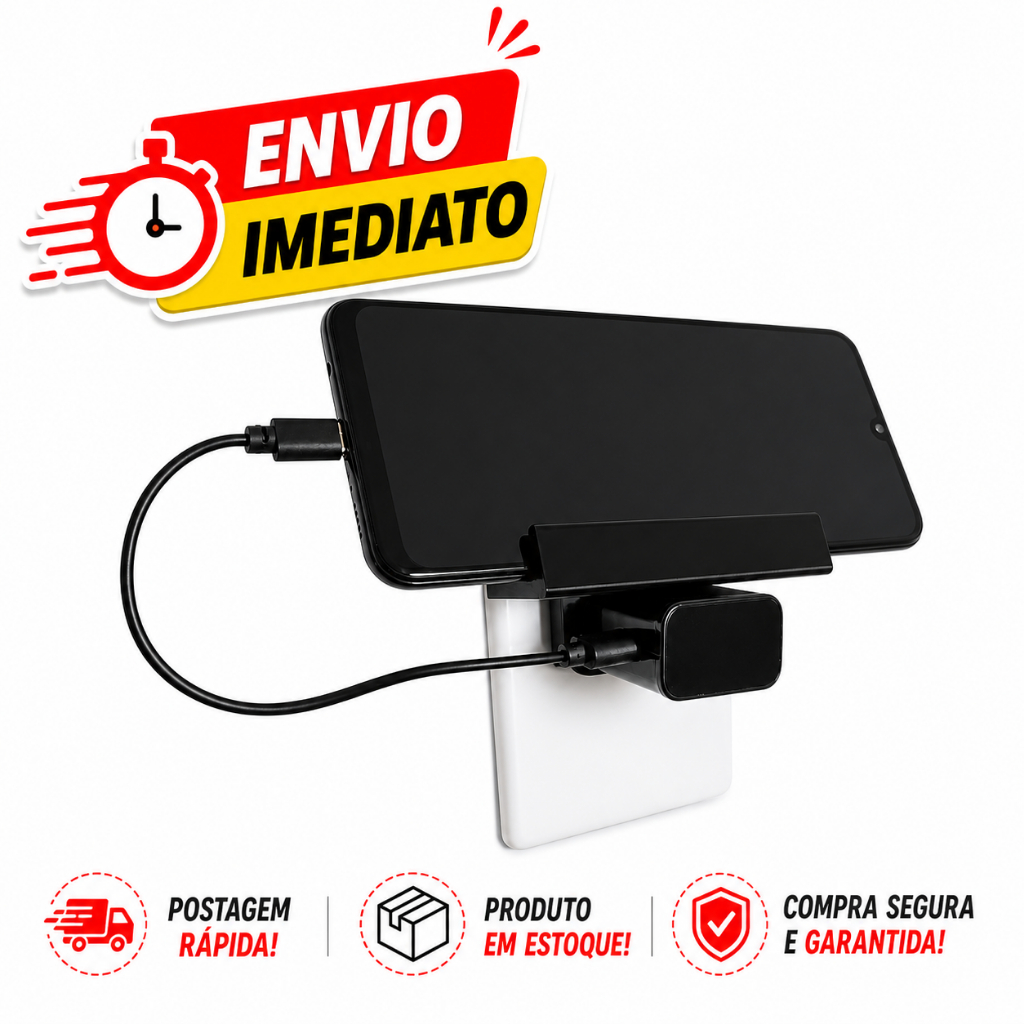 Suporte de Parede para Carregador de Celular Carrega seu Telefone com Segurança Organização Casa Suportes para Celular