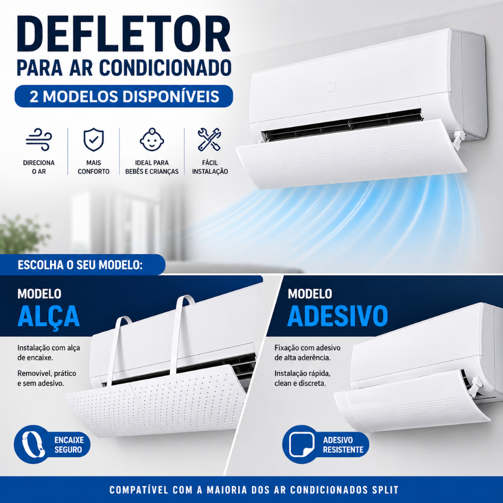Defletor Ar Condicionado Ajustável Universal Direcionador de Vento Split Anti Vento Direto de Ar