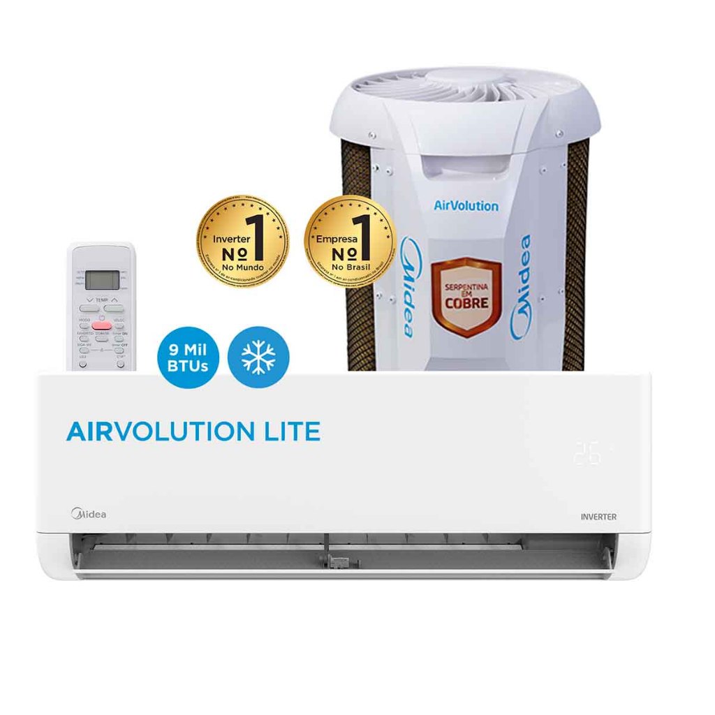 Ar Condicionado 9000 Btus Split Hi Wall Inverter Midea Frio Airvolution Lite R-32 220V Ar Condicionado 9000 Btus Split Hi Wall Inverter Midea Frio Airvolution Lite R-32 220V