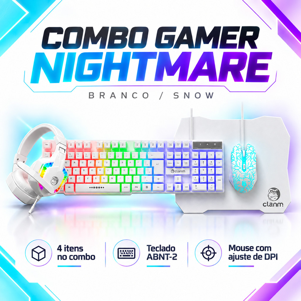 Kit Gamer completo com Teclado Mouse Headseat e Mousepad