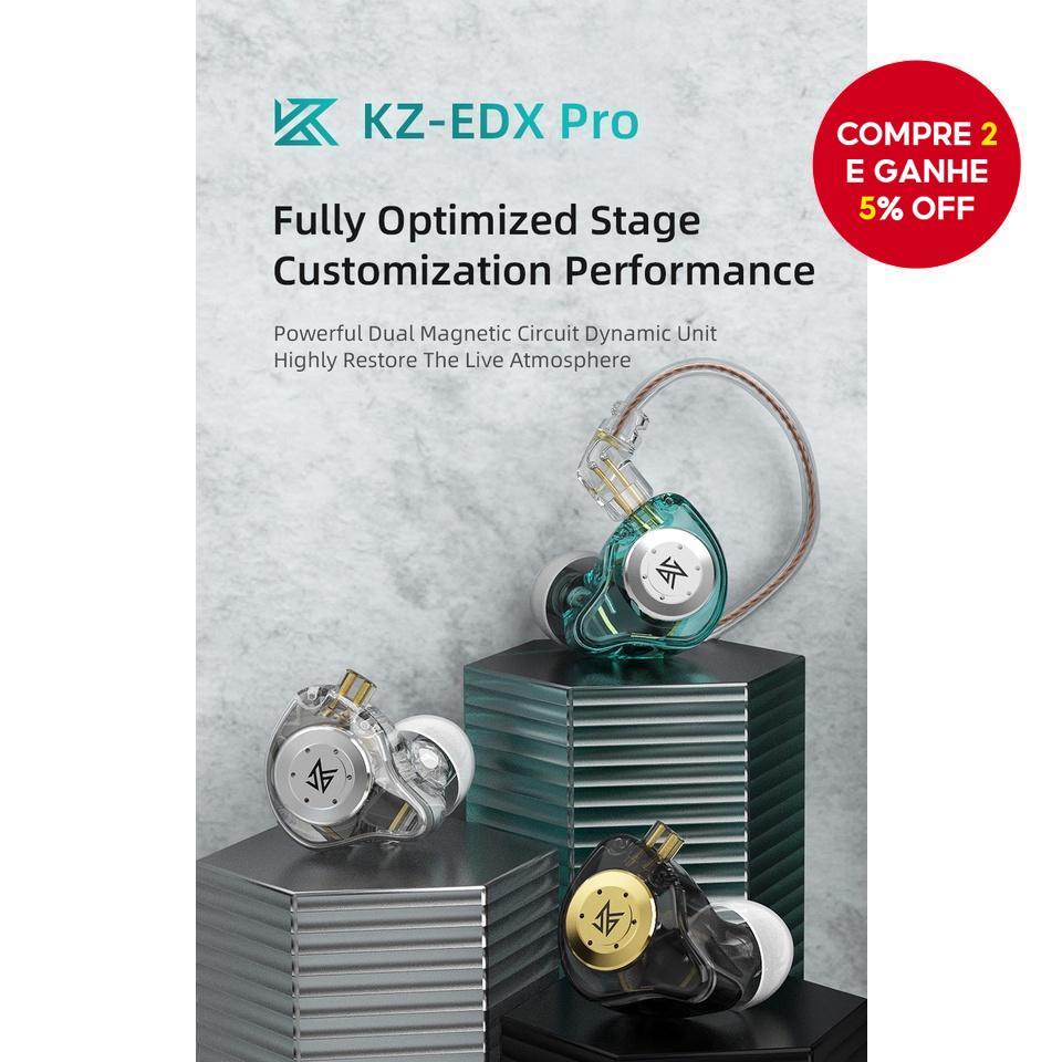 Fones de ouvido KZ EDX Pro com grave, earbuds intra-auriculares, monitor de ouvido, fones de ouvido esportivos com Fones de ouvido KZ EDX Pro com grave, earbuds intra-auriculares, monitor de ouvido, fones de ouvido esportivos com