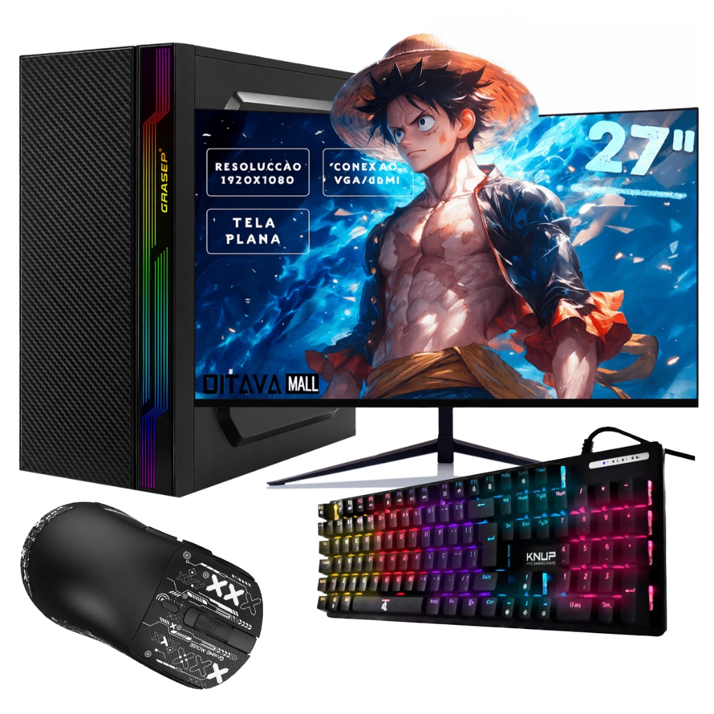 Computador Completo Pc Gamer I5 6400 8gb Monitor 27 Ssd 128 e HDD 500GB + Teclado Mêcanico RGB + Mouse Sem Fio