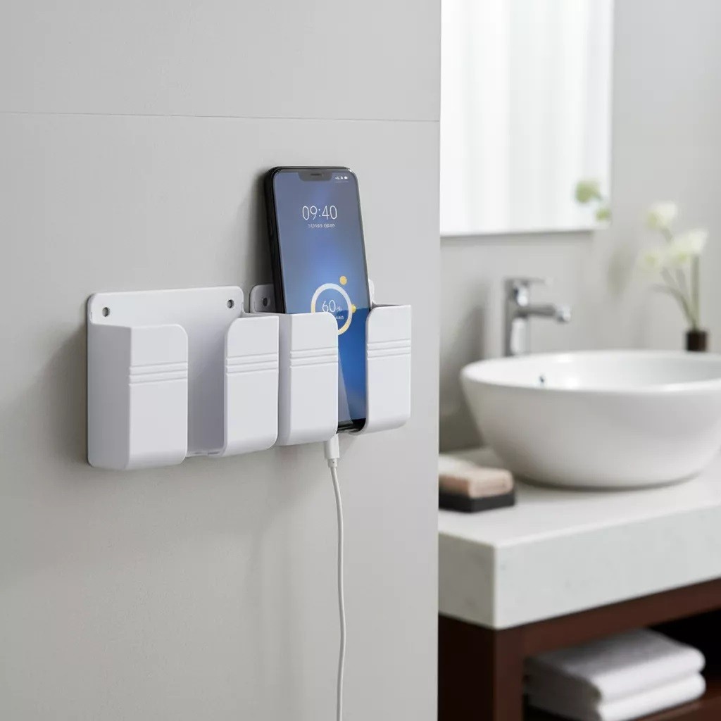 Suporte Celular de Parede com Adesivo | Sem Furos, Fixação Fácil – Organizador Prático para Celular e Controle