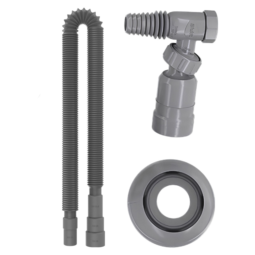 KIT ADAPTADOR 45° + MANGUEIRA P/ SAIDA PARA MÁQUINA DE LAVAR ROUPA
