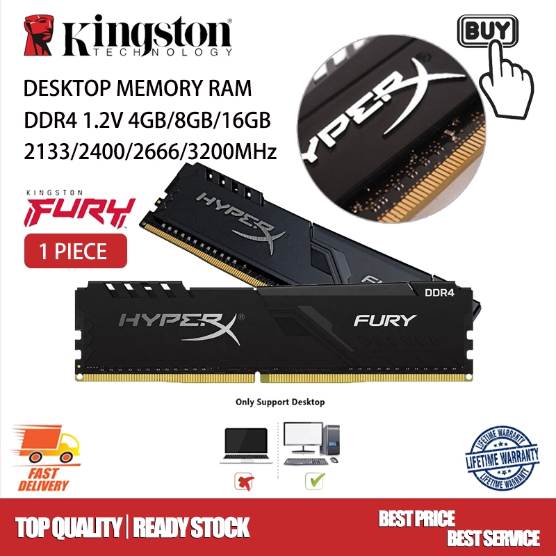 Kingston HyperX FURY DDR4 16GB/8GB/4GB 3200MHz/2666MHz/2400MHz/2133M PC4 288Pins Memória RAM De Mesa