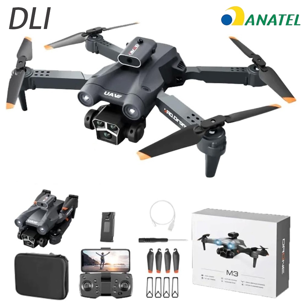 M3 Mini Drone Profissional Dual Camera Obstaculo RC com WIFI Motor Sem Escovas