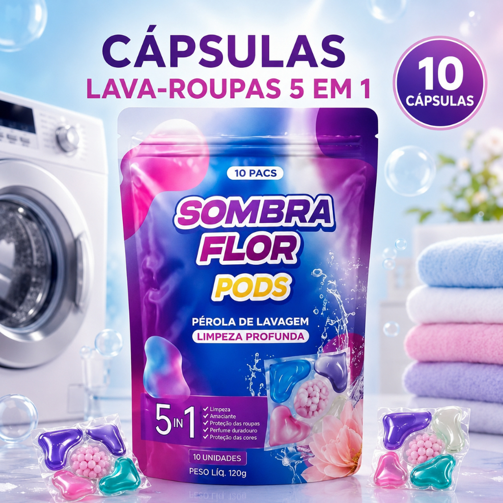 Sabão Líquido Lava Roupas em Cápsulas para Lavagem Profunda Remove Manchas - Proteção da Cores Máquina de Lavar Roupas